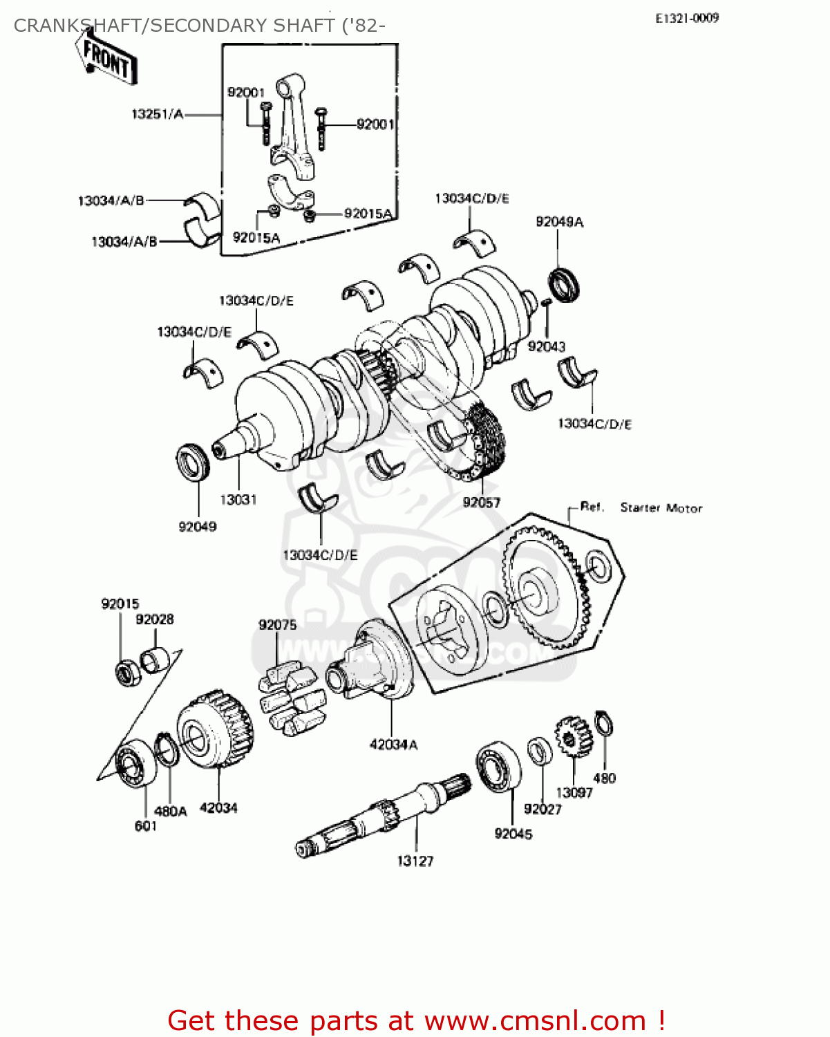 CRANKSHAFT/SECONDARY SHAFT ('82- KZ550C4 LTD 1983 USA CANADA