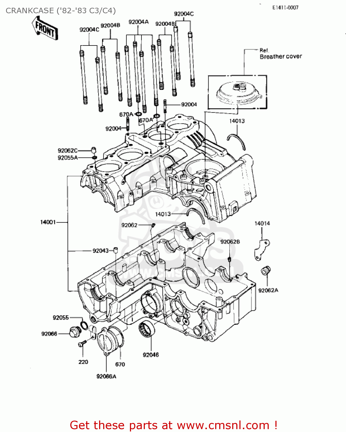 CRANKCASE ('82-'83 C3/C4) KZ550C4 LTD 1983 USA CANADA