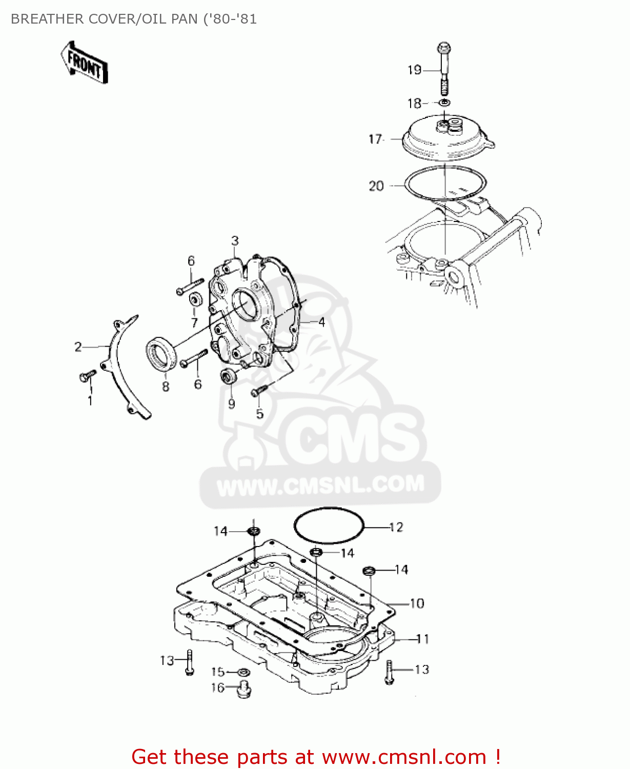 BREATHER COVER/OIL PAN ('80-'81 KZ550C4 LTD 1983 USA CANADA