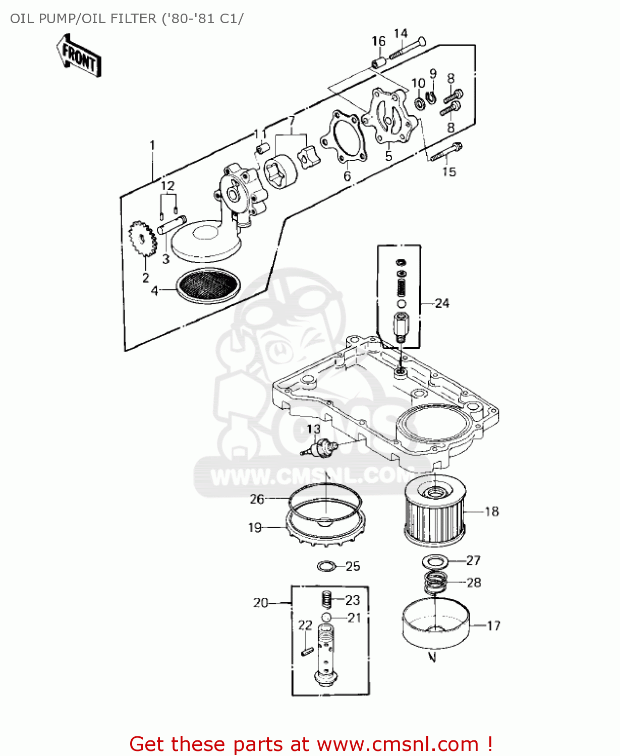 OIL PUMP/OIL FILTER ('80-'81 C1/ KZ550C4 LTD 1983 USA CANADA