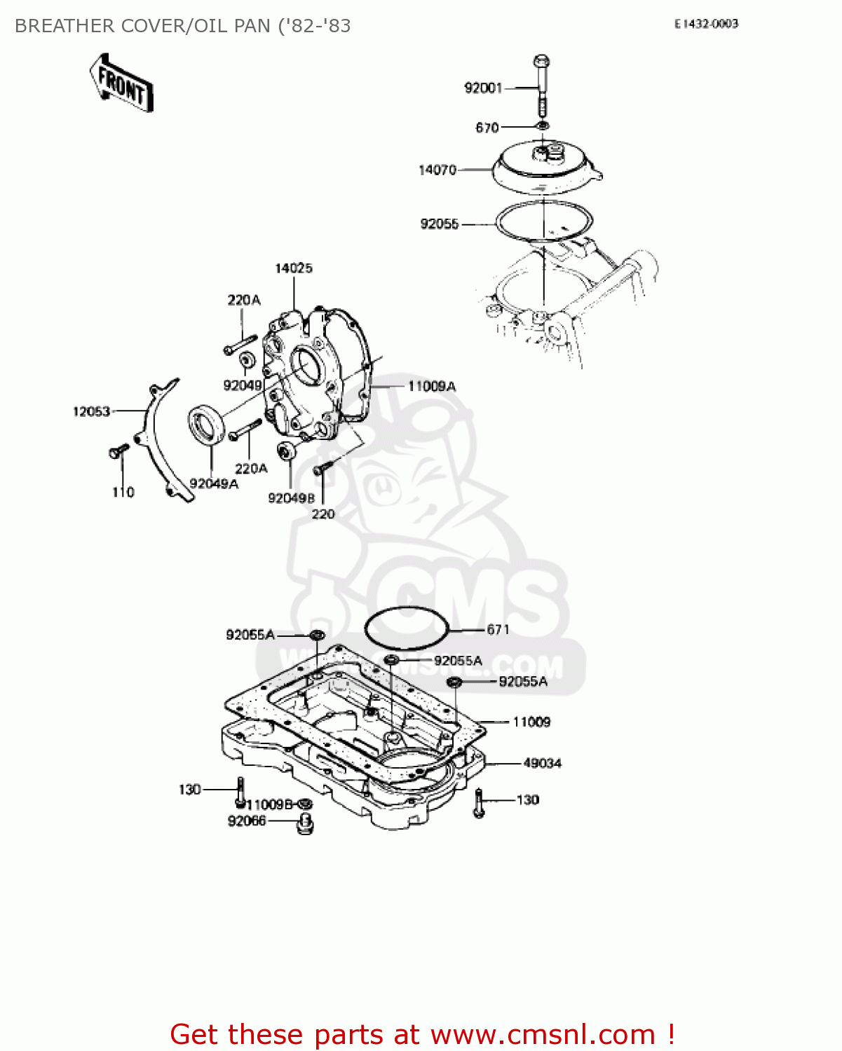 BREATHER COVER/OIL PAN ('82-'83 KZ550C4 LTD 1983 USA CANADA