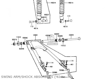 SWING ARM/SHOCK ABSORBERS ('82-' - KZ550C4 LTD 1983 USA CANADA