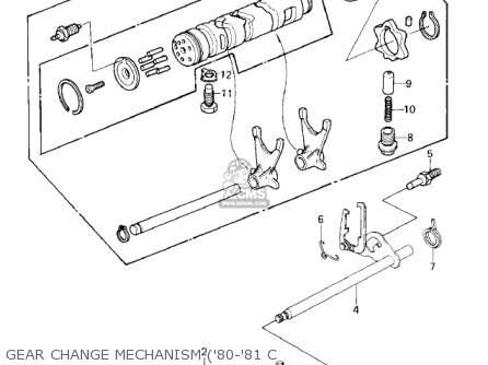 GEAR CHANGE MECHANISM ('80-'81 C - KZ550C4 LTD 1983 USA CANADA