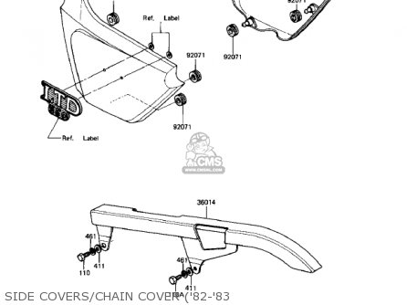 SIDE COVERS/CHAIN COVER ('82-'83 - KZ550C4 LTD 1983 USA CANADA