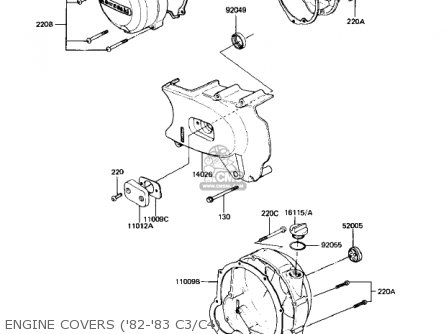 ENGINE COVERS ('82-'83 C3/C4) - KZ550C4 LTD 1983 USA CANADA