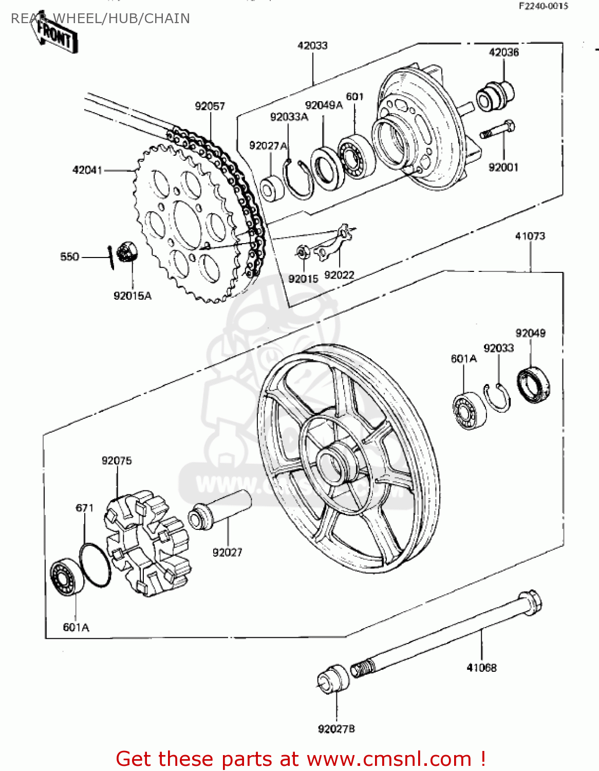 Kawasaki KZ550D1 GPZ 1981 USA CANADA REAR WHEEL/HUB/CHAIN - buy ...