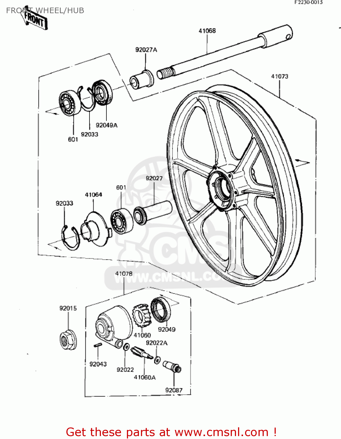 FRONT WHEEL/HUB KZ550D1 GPZ 1981 USA CANADA