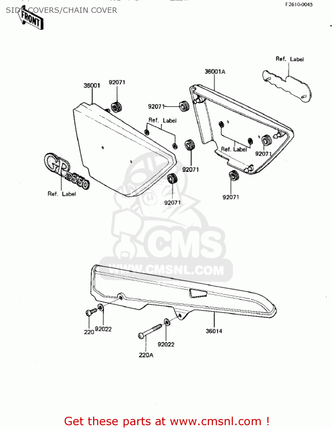 SIDE COVERS/CHAIN COVER KZ550D1 GPZ 1981 USA CANADA