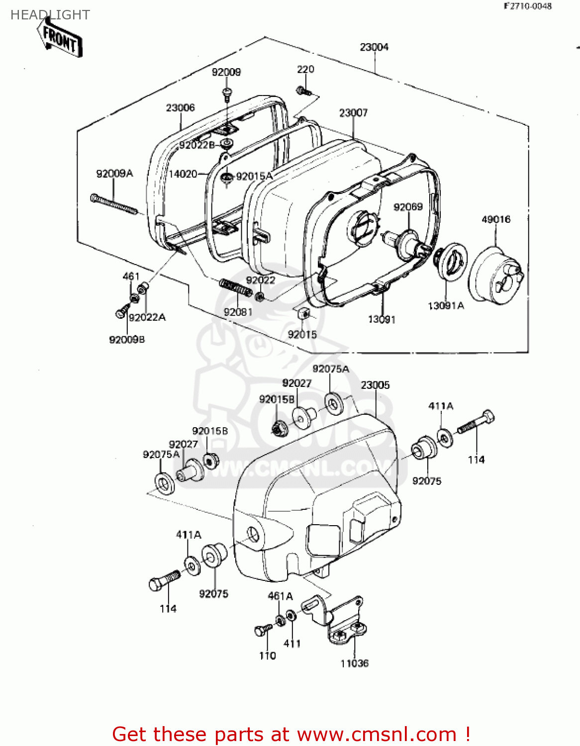 HEADLIGHT KZ550D1 GPZ 1981 USA CANADA