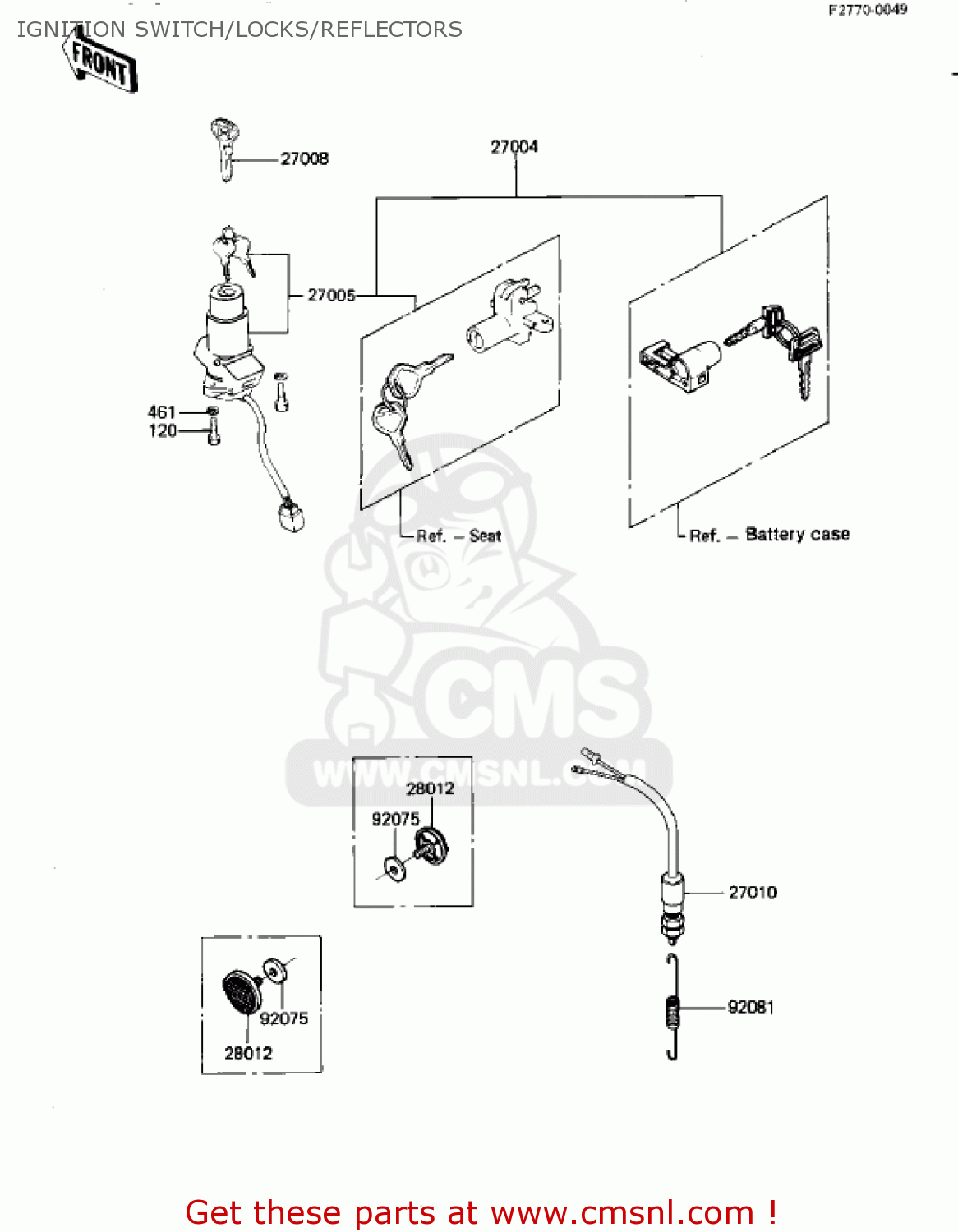 IGNITION SWITCH/LOCKS/REFLECTORS KZ550D1 GPZ 1981 USA CANADA