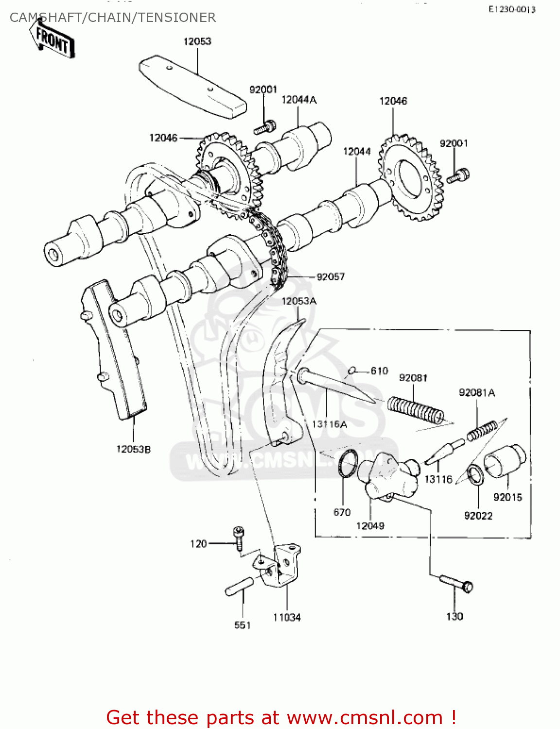 CAMSHAFT/CHAIN/TENSIONER KZ550D1 GPZ 1981 USA CANADA