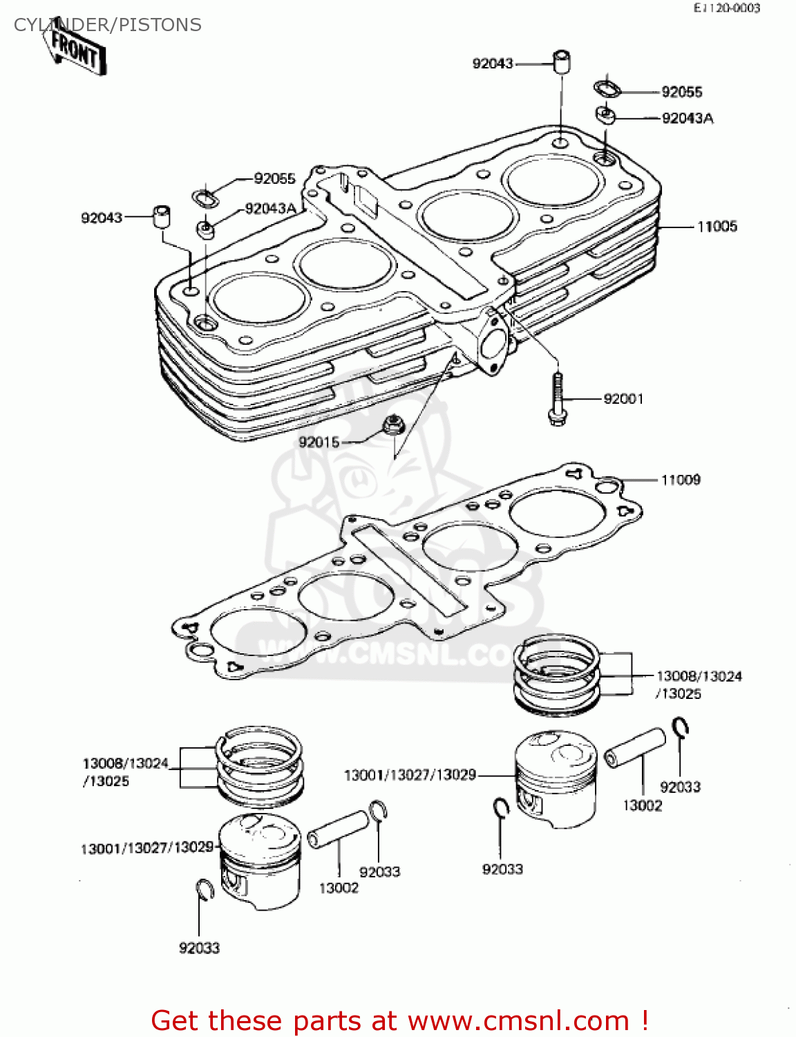 CYLINDER/PISTONS KZ550D1 GPZ 1981 USA CANADA