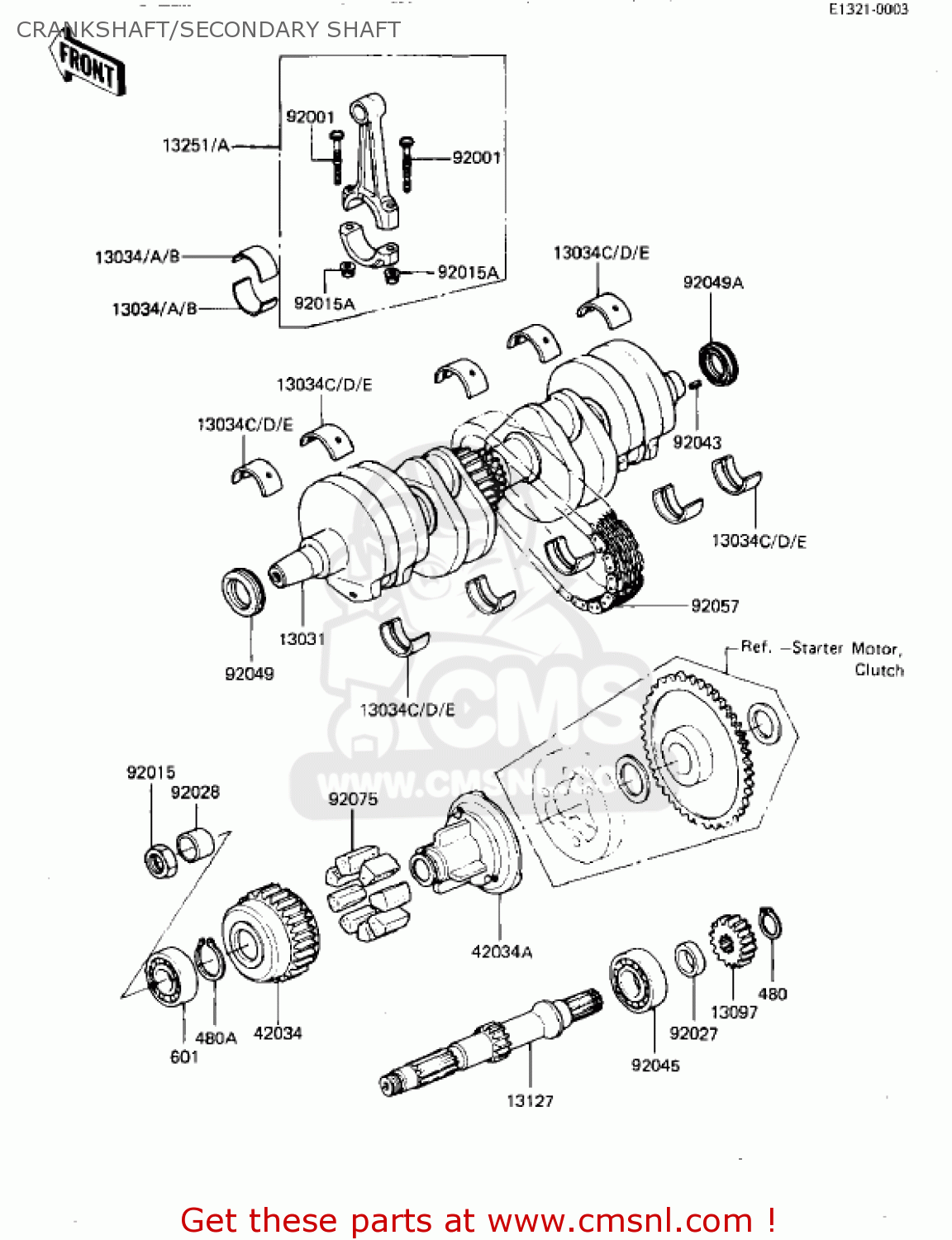 CRANKSHAFT/SECONDARY SHAFT KZ550D1 GPZ 1981 USA CANADA