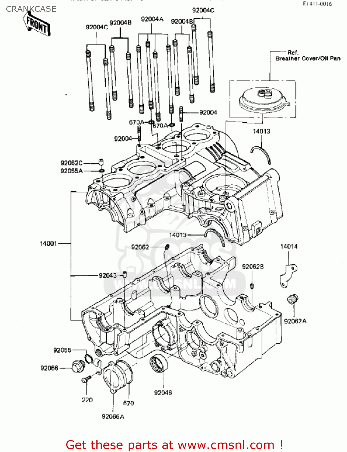 CRANKCASE KZ550D1 GPZ 1981 USA CANADA