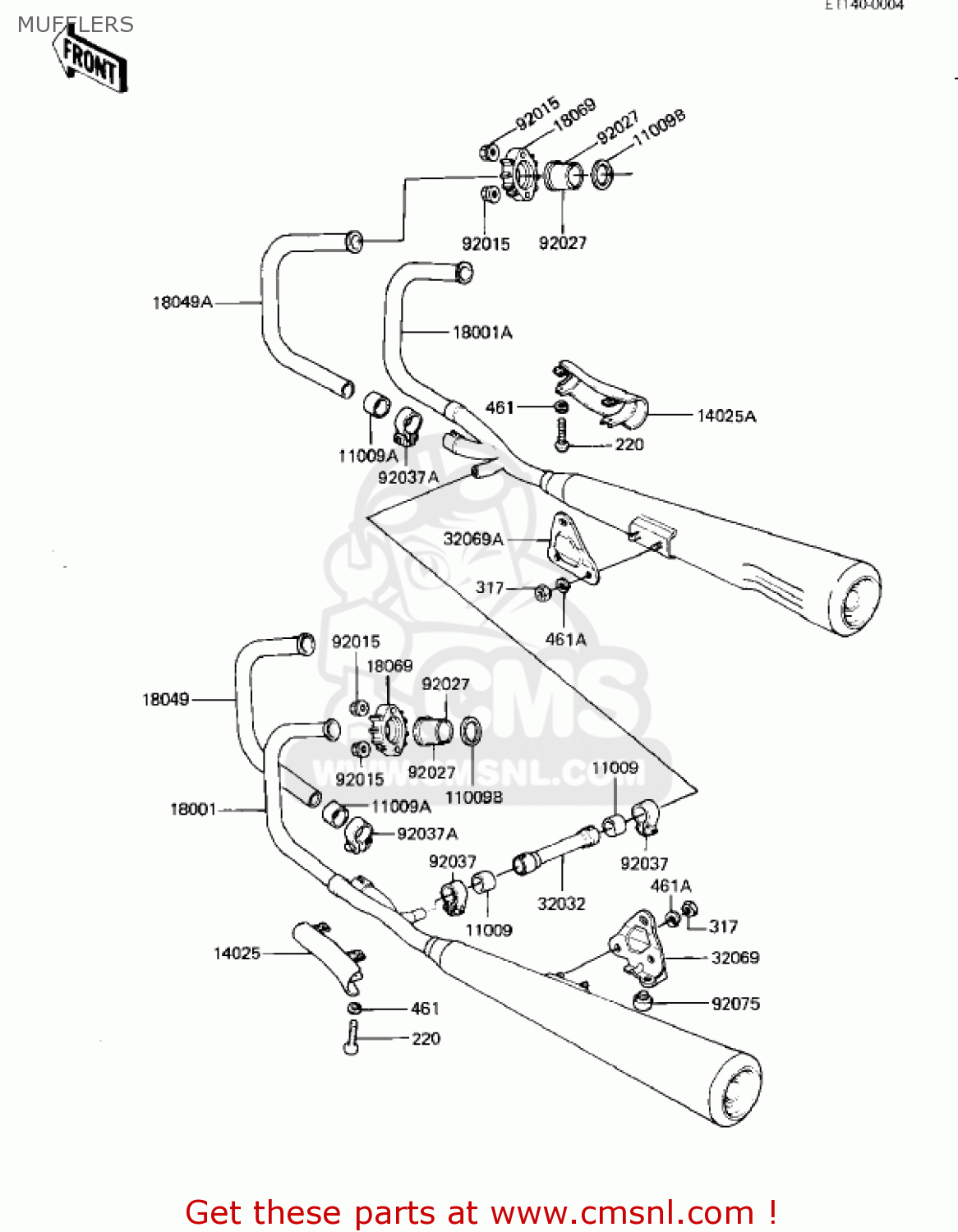 MUFFLERS KZ550D1 GPZ 1981 USA CANADA