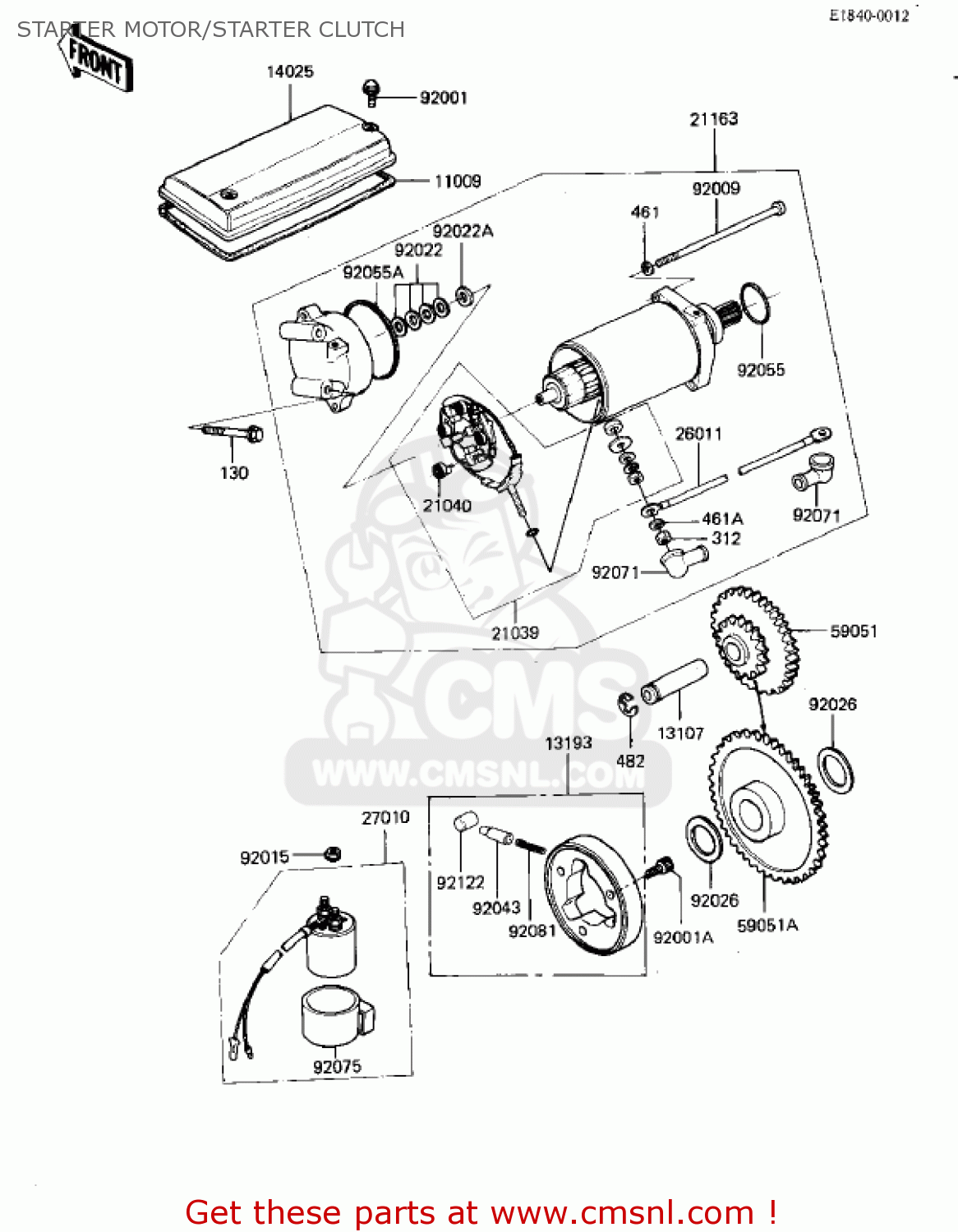 STARTER MOTOR/STARTER CLUTCH KZ550D1 GPZ 1981 USA CANADA