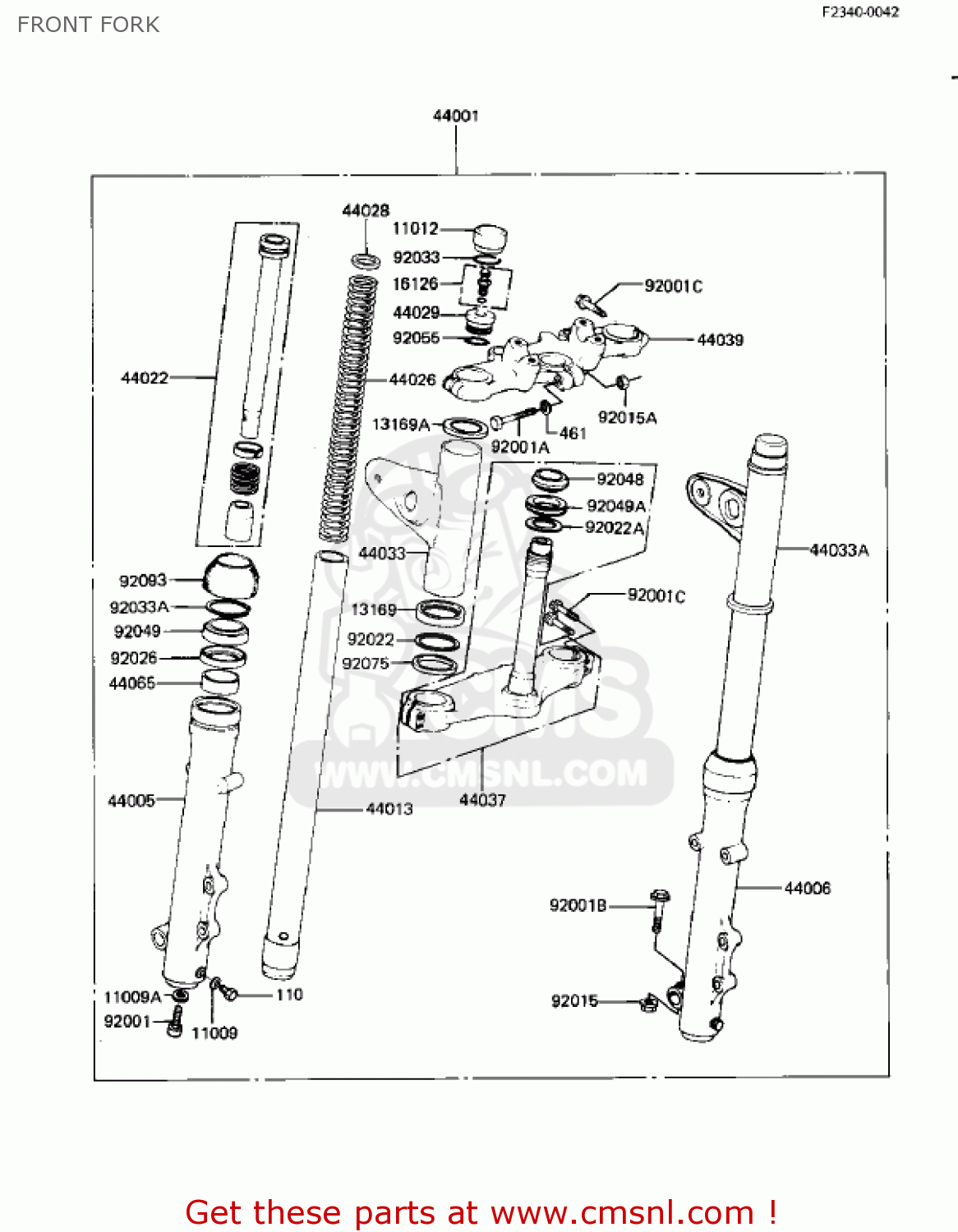 FRONT FORK KZ550D1 GPZ 1981 USA CANADA
