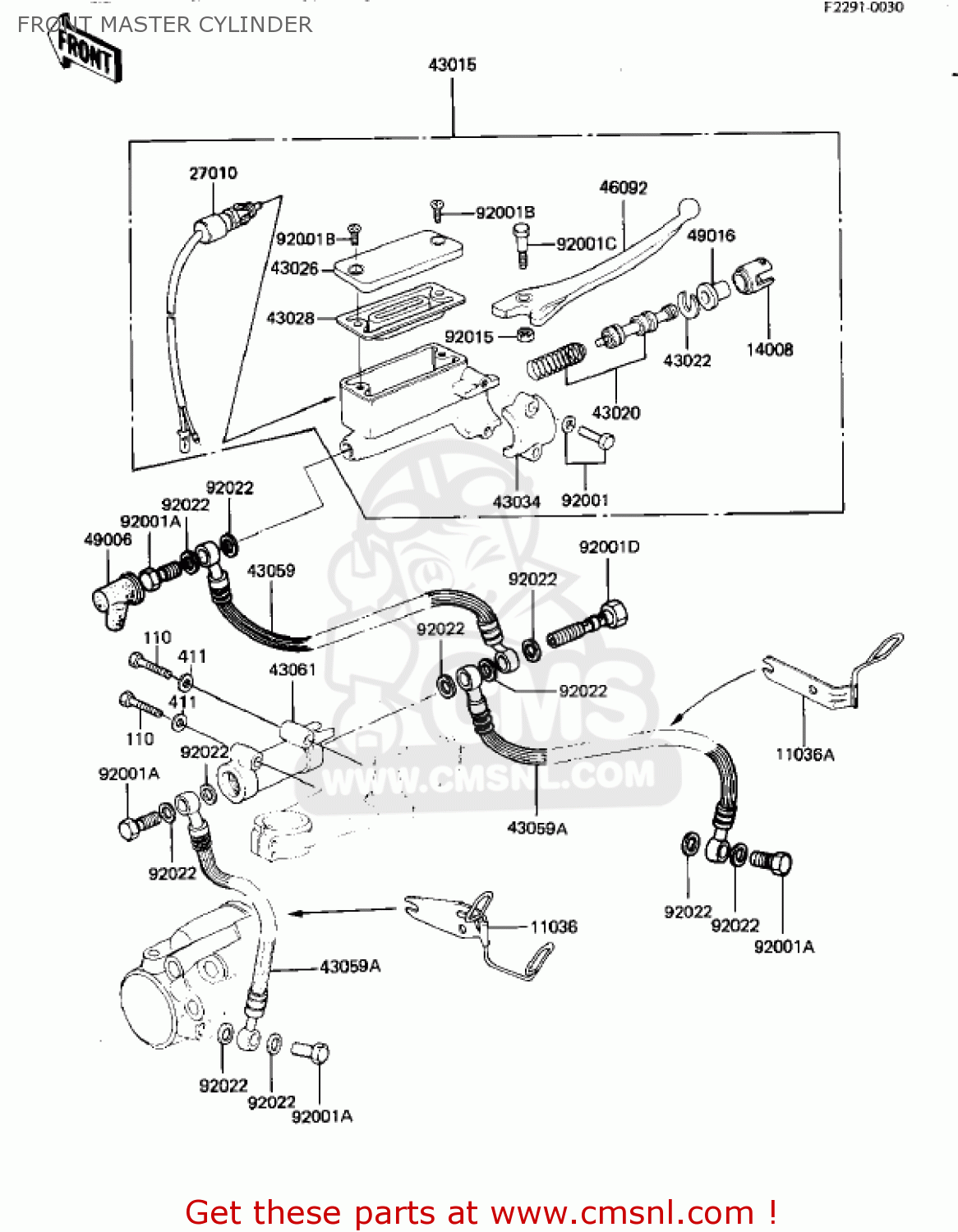 FRONT MASTER CYLINDER KZ550D1 GPZ 1981 USA CANADA
