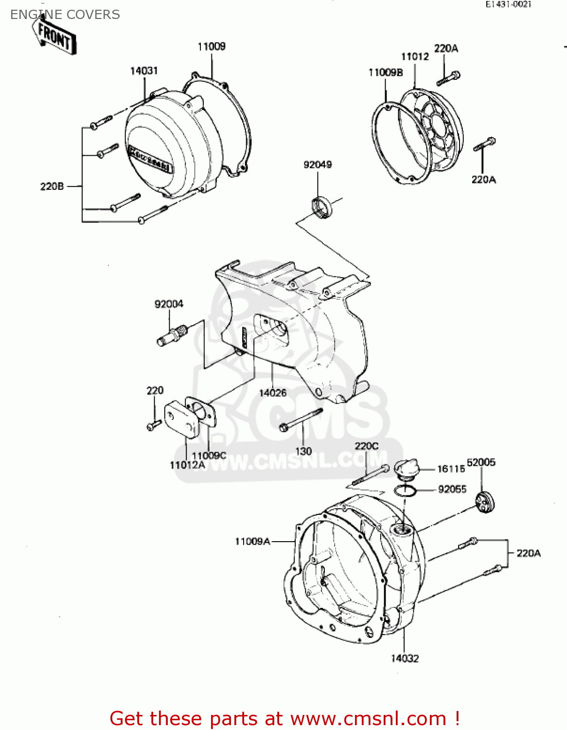 ENGINE COVERS KZ550D1 GPZ 1981 USA CANADA