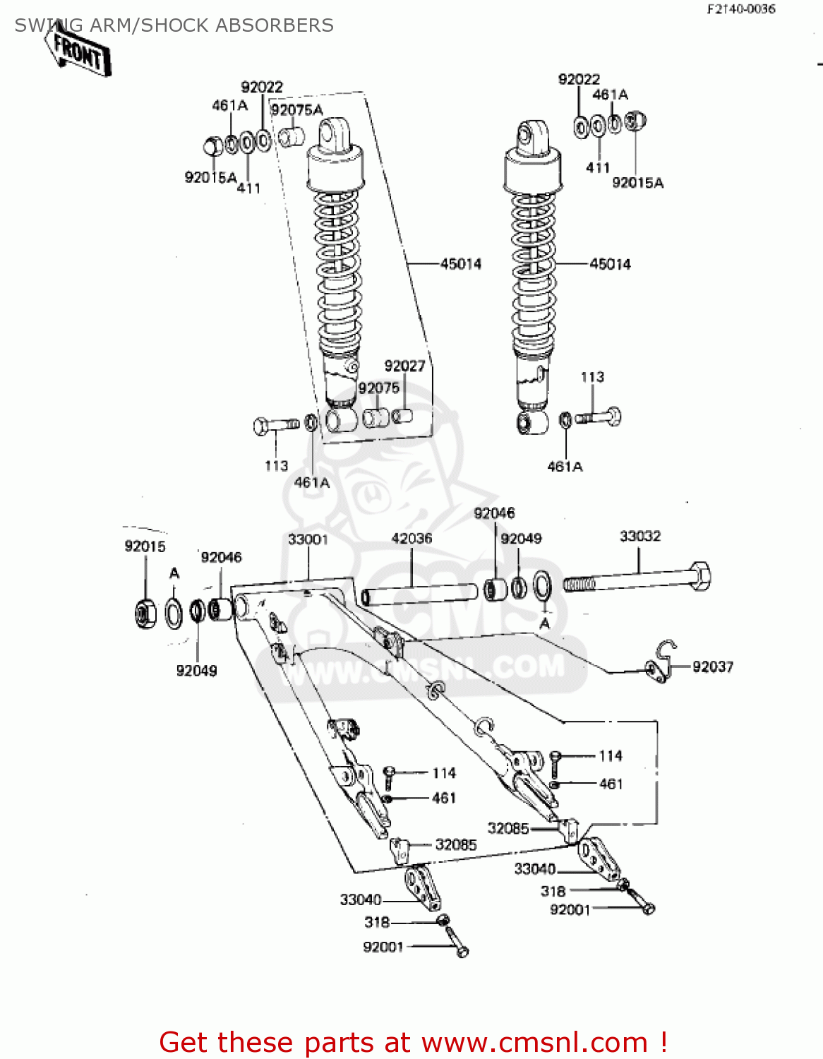 SWING ARM/SHOCK ABSORBERS KZ550D1 GPZ 1981 USA CANADA