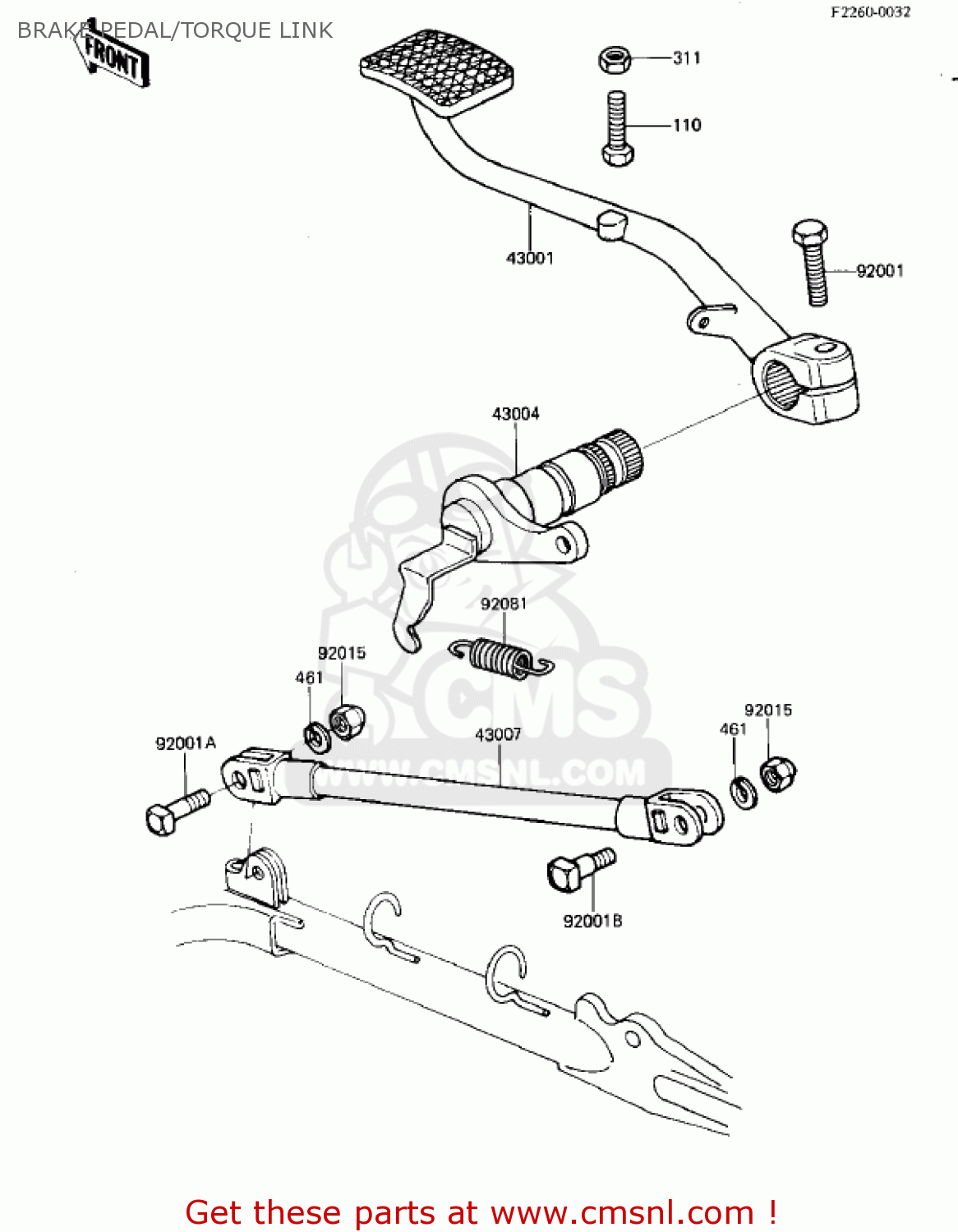 BRAKE PEDAL/TORQUE LINK KZ550D1 GPZ 1981 USA CANADA