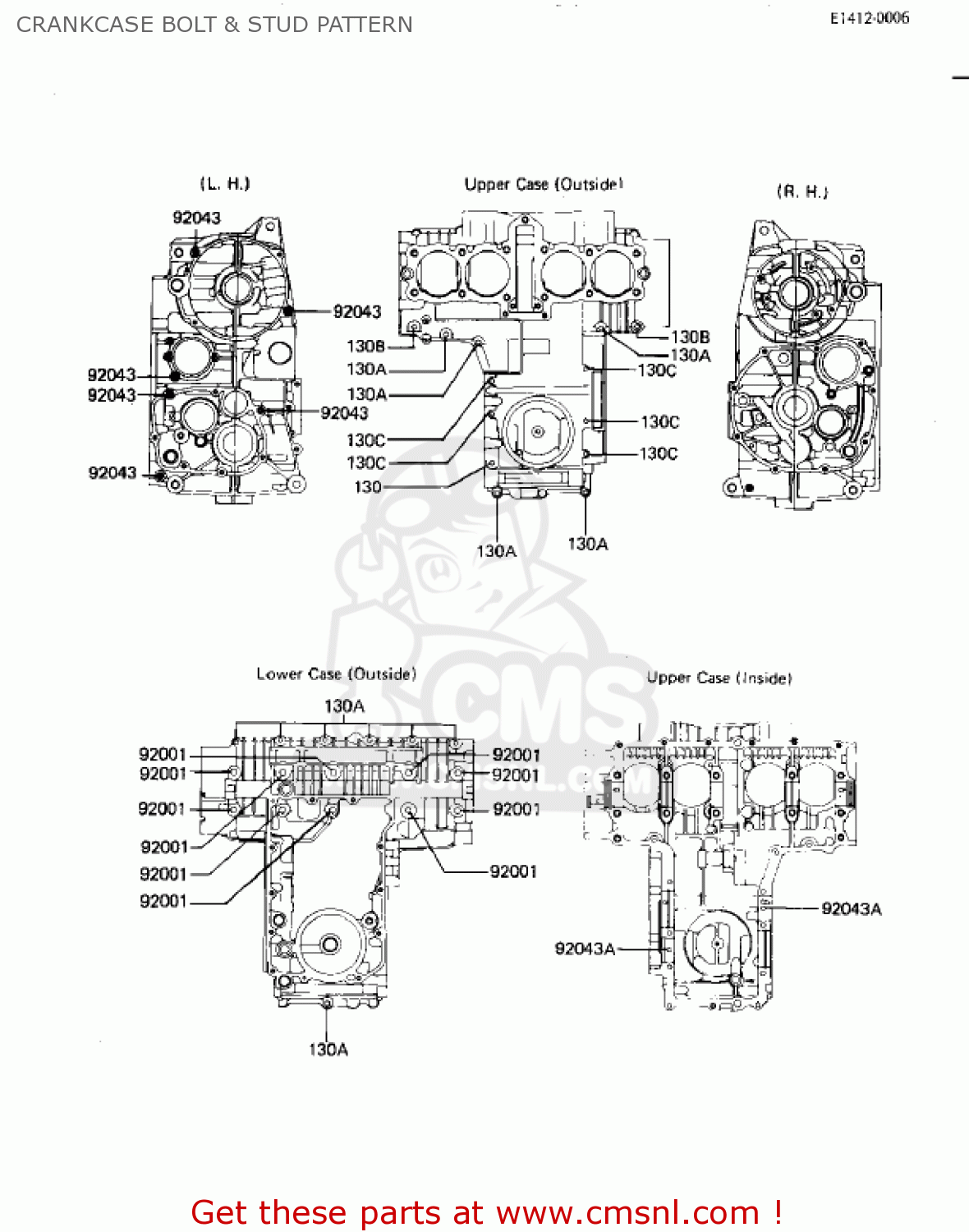 CRANKCASE BOLT & STUD PATTERN KZ550D1 GPZ 1981 USA CANADA