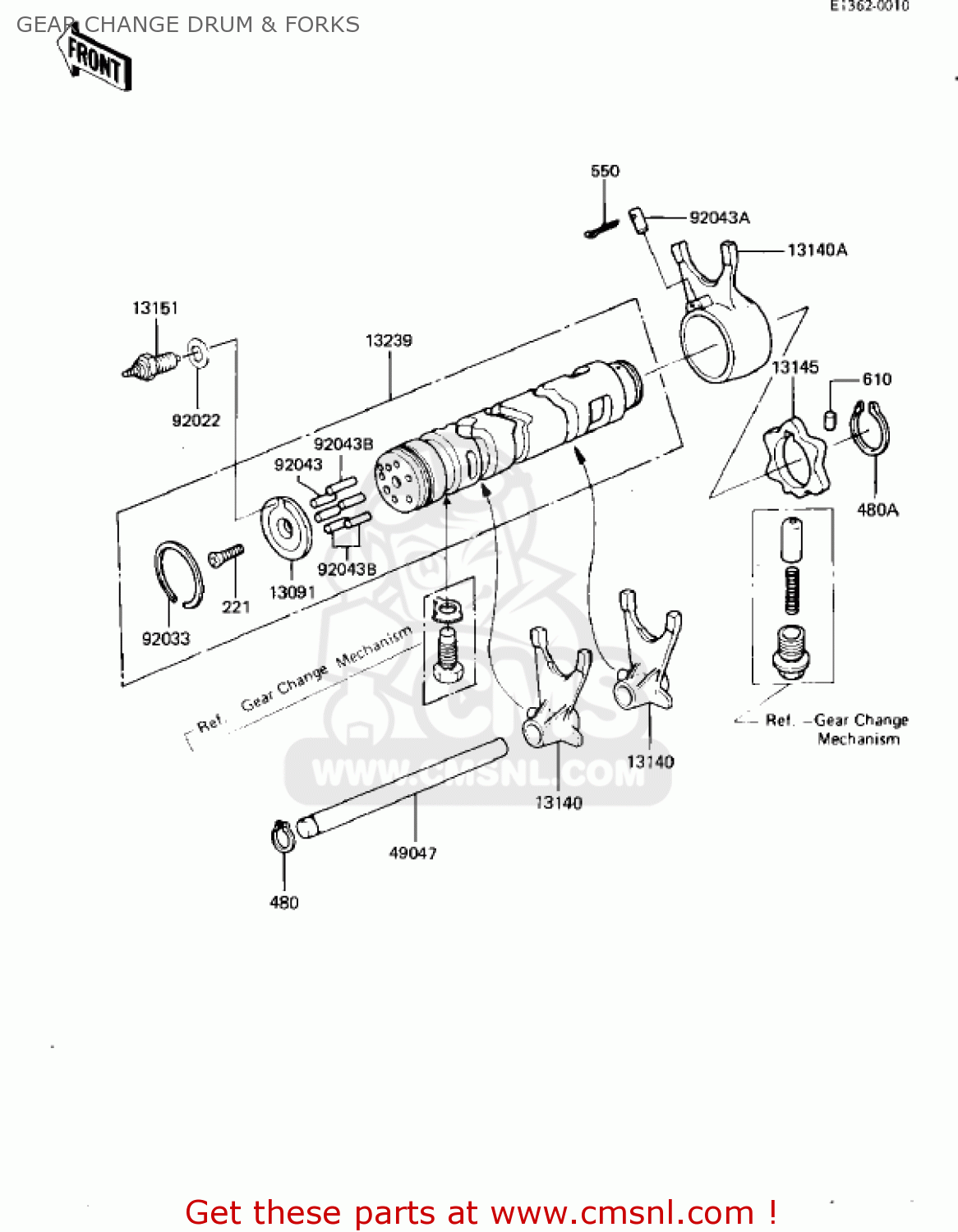 GEAR CHANGE DRUM & FORKS KZ550D1 GPZ 1981 USA CANADA
