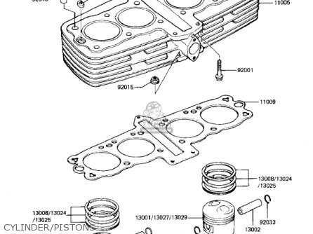 CYLINDER/PISTONS - KZ550D1 GPZ 1981 USA CANADA