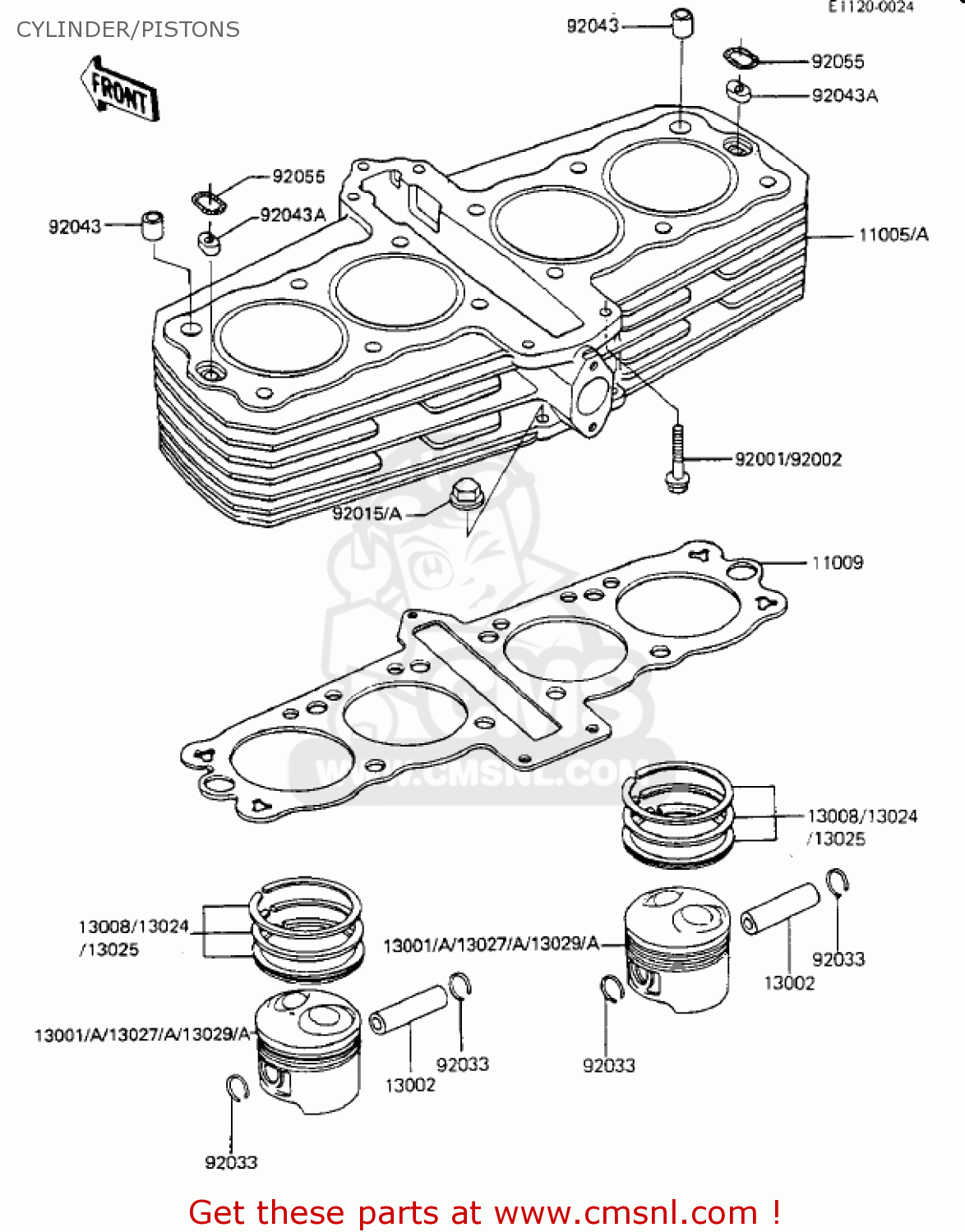 CYLINDER/PISTONS KZ550F1 SPECTRE 1983 USA CALIFORNIA CANADA