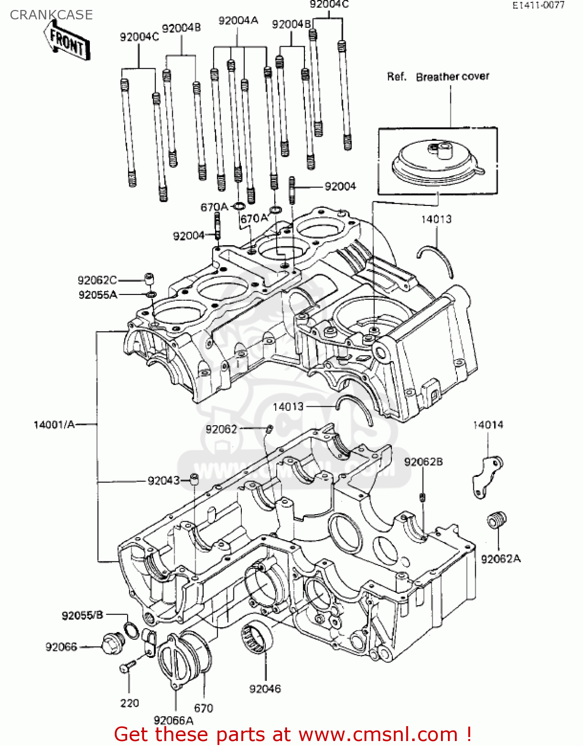 CRANKCASE KZ550F1 SPECTRE 1983 USA CALIFORNIA CANADA