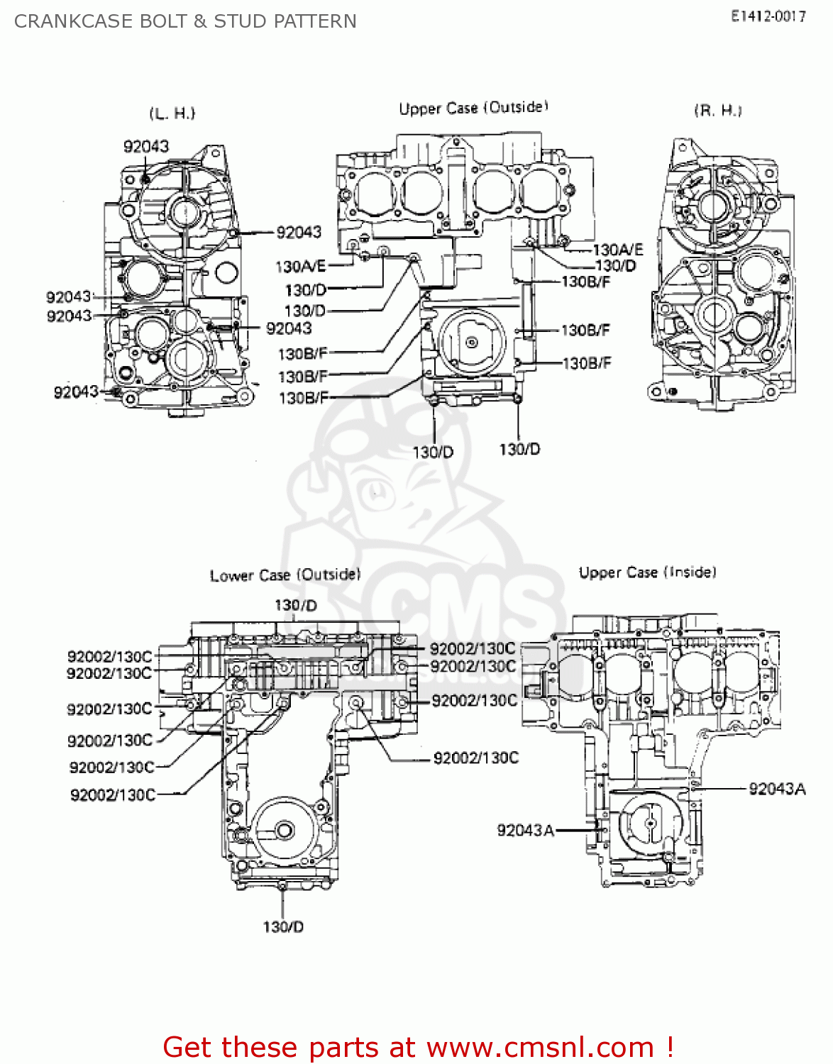 CRANKCASE BOLT & STUD PATTERN KZ550F1 SPECTRE 1983 USA CALIFORNIA CANADA