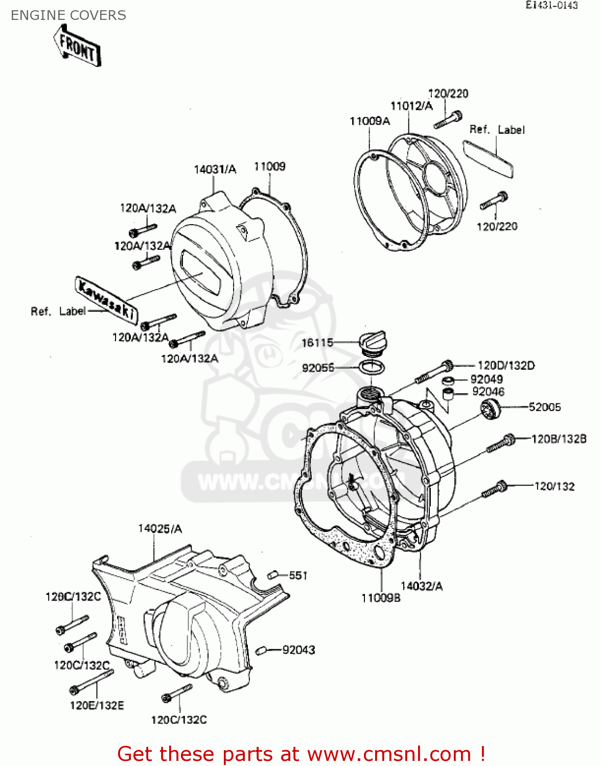 ENGINE COVERS KZ550F1 SPECTRE 1983 USA CALIFORNIA CANADA
