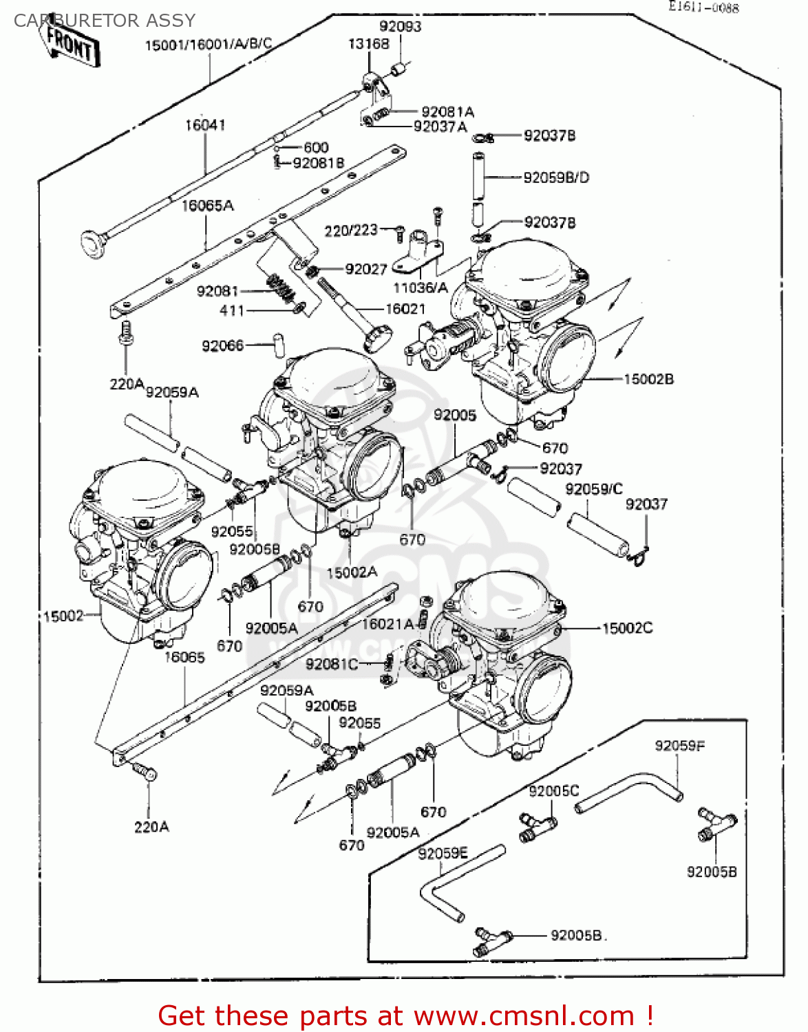 CARBURETOR ASSY KZ550F1 SPECTRE 1983 USA CALIFORNIA CANADA