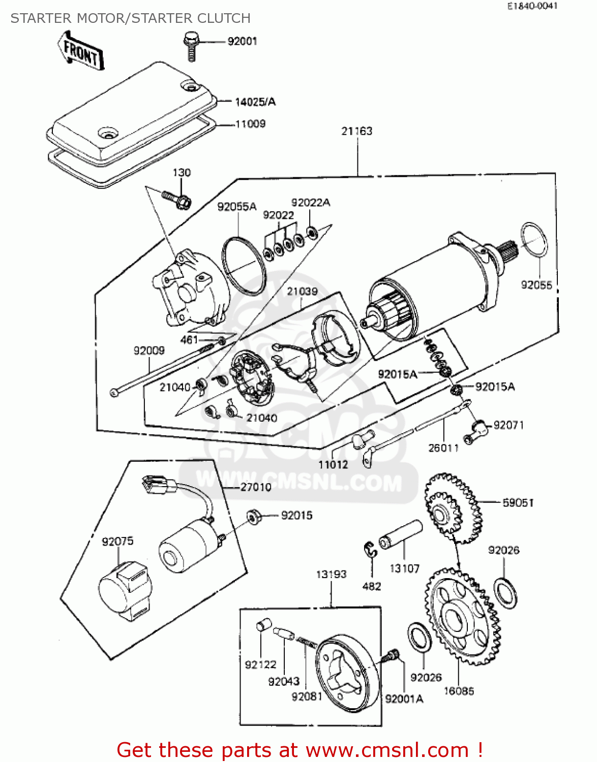 STARTER MOTOR/STARTER CLUTCH KZ550F1 SPECTRE 1983 USA CALIFORNIA CANADA