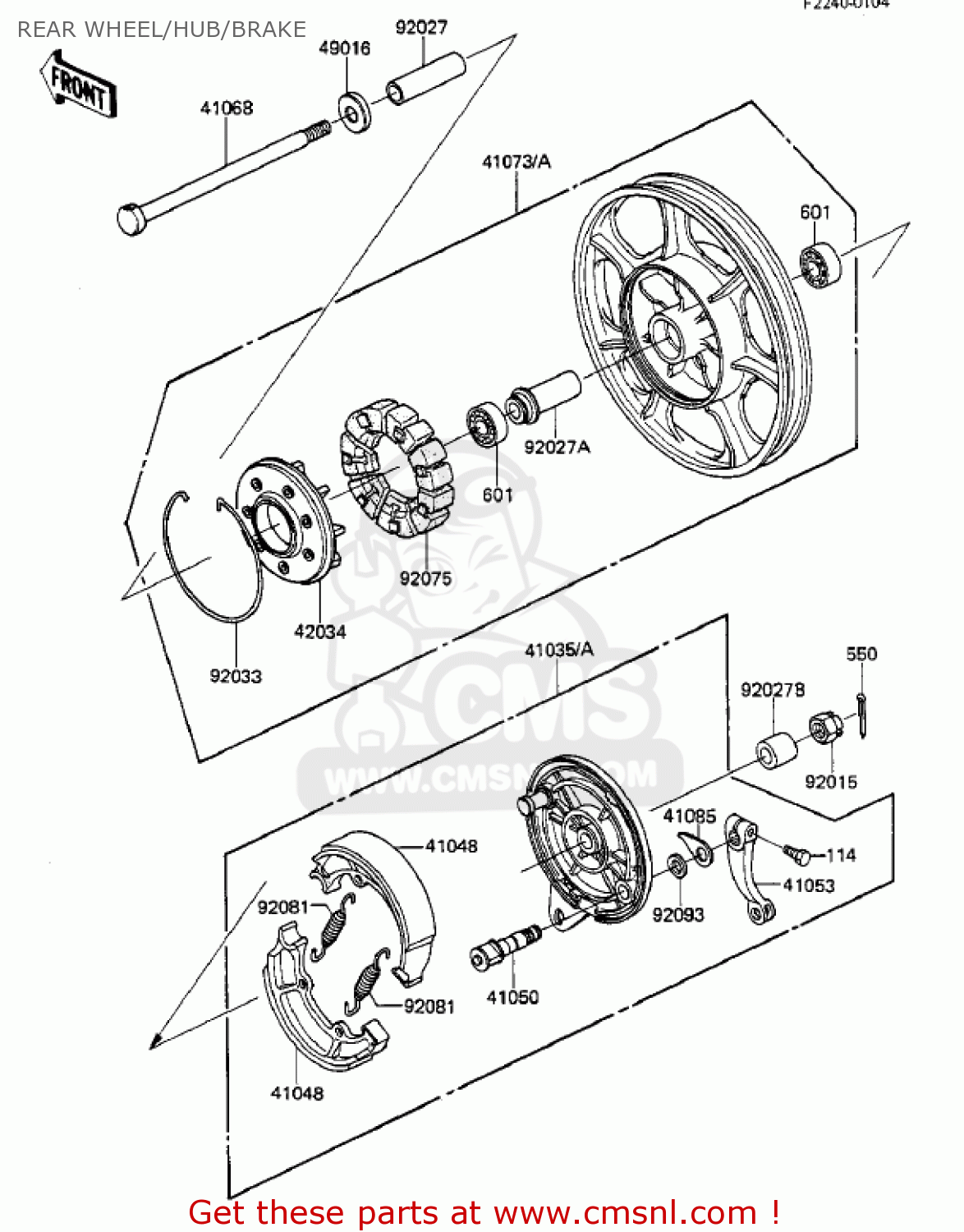 REAR WHEEL/HUB/BRAKE KZ550F1 SPECTRE 1983 USA CALIFORNIA CANADA