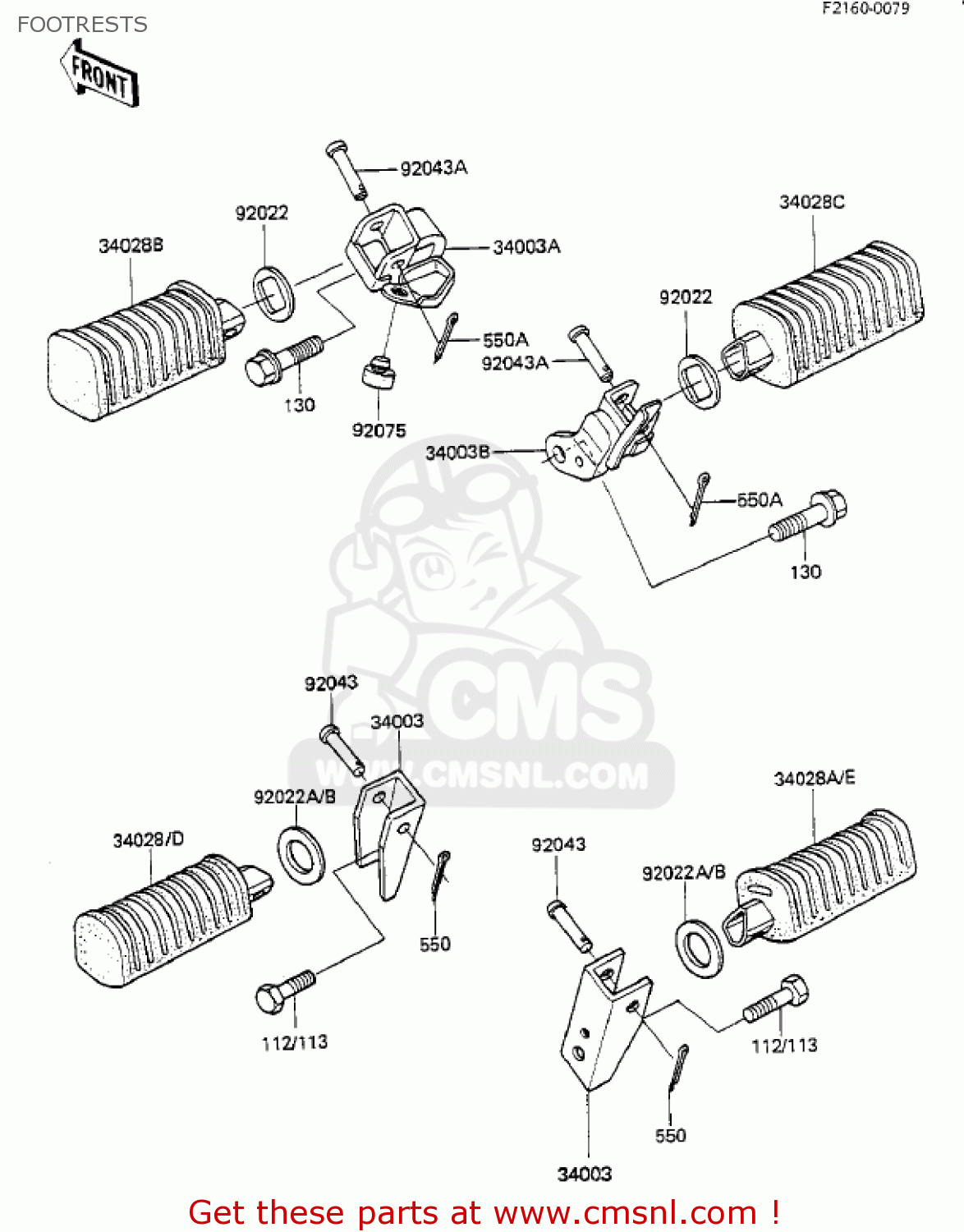 FOOTRESTS KZ550F1 SPECTRE 1983 USA CALIFORNIA CANADA