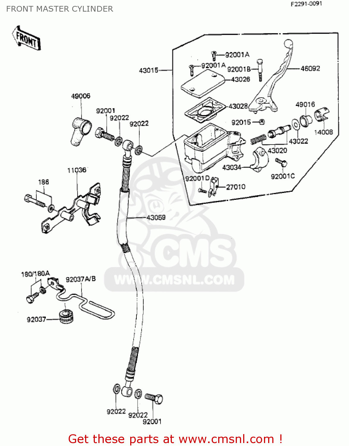 FRONT MASTER CYLINDER KZ550F1 SPECTRE 1983 USA CALIFORNIA CANADA