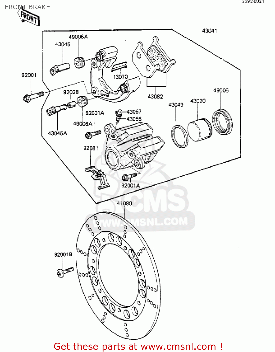 FRONT BRAKE KZ550F1 SPECTRE 1983 USA CALIFORNIA CANADA
