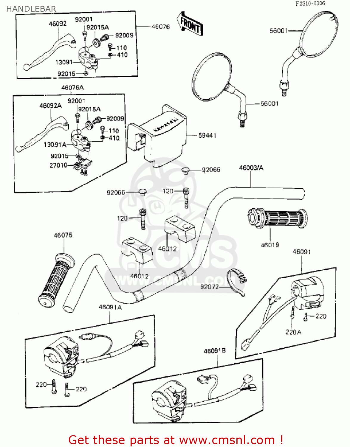 HANDLEBAR KZ550F1 SPECTRE 1983 USA CALIFORNIA CANADA