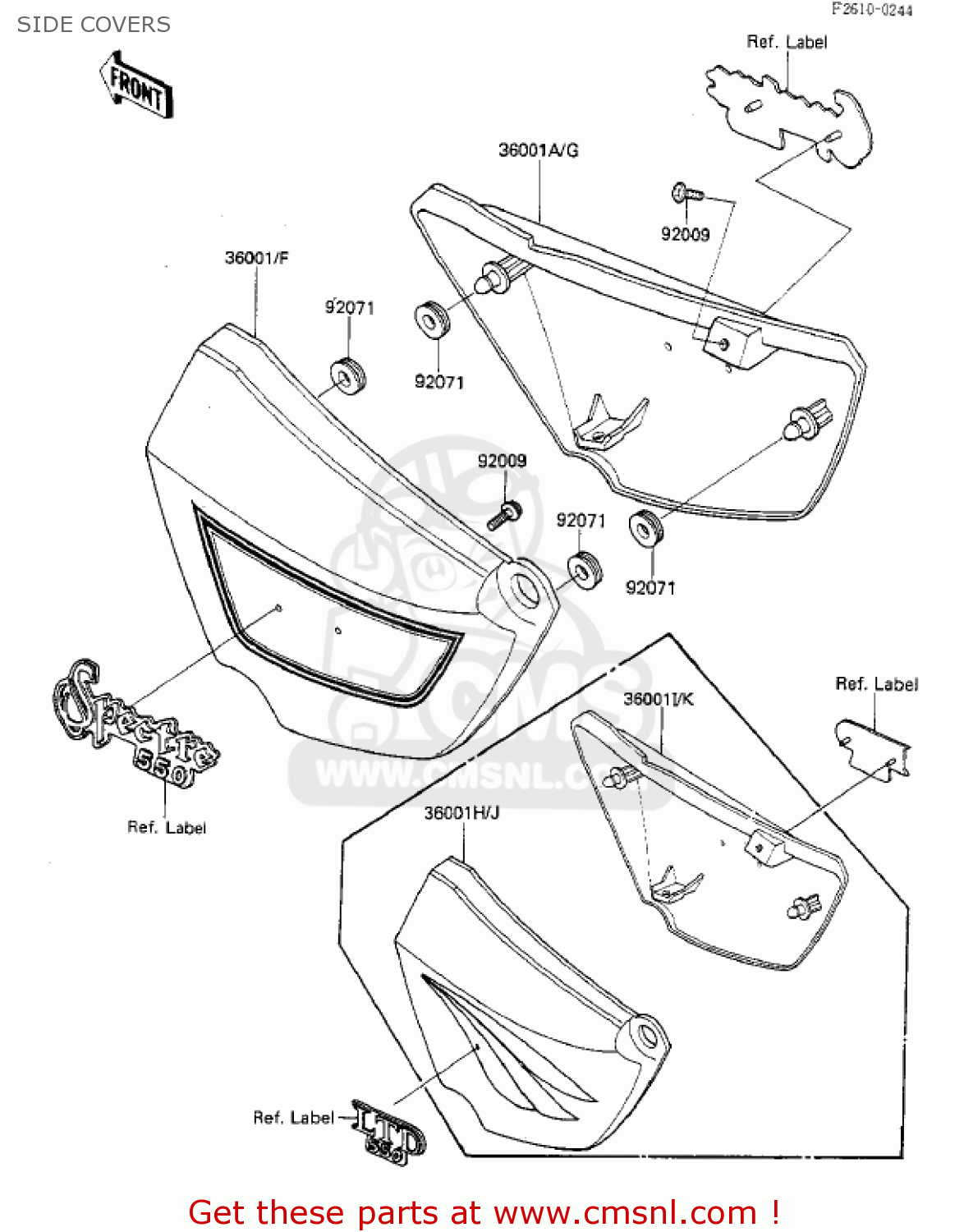 SIDE COVERS KZ550F1 SPECTRE 1983 USA CALIFORNIA CANADA