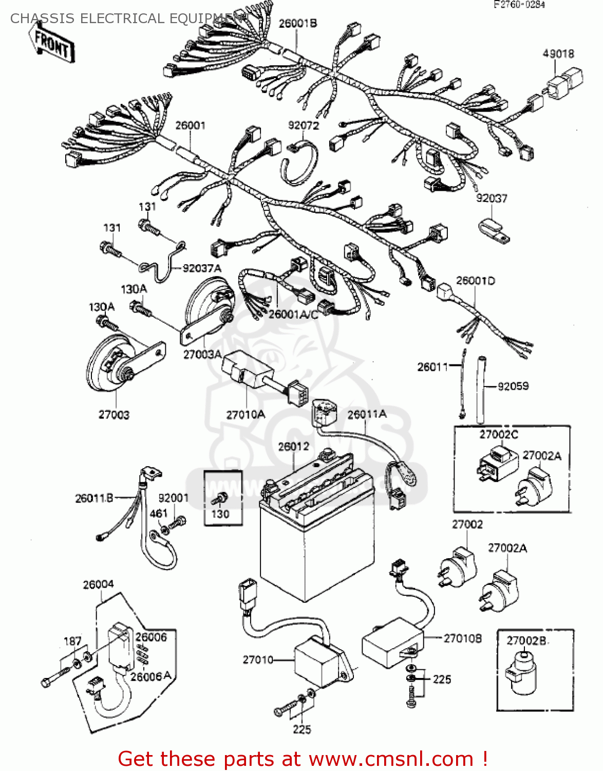 CHASSIS ELECTRICAL EQUIPMENT KZ550F1 SPECTRE 1983 USA CALIFORNIA CANADA