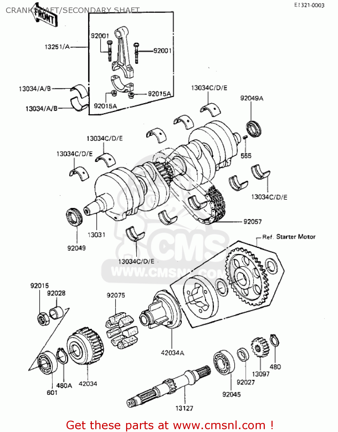 CRANKSHAFT/SECONDARY SHAFT KZ550F1 SPECTRE 1983 USA CALIFORNIA CANADA
