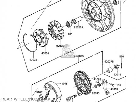 REAR WHEEL/HUB/BRAKE - KZ550F1 SPECTRE 1983 USA CALIFORNIA CANADA