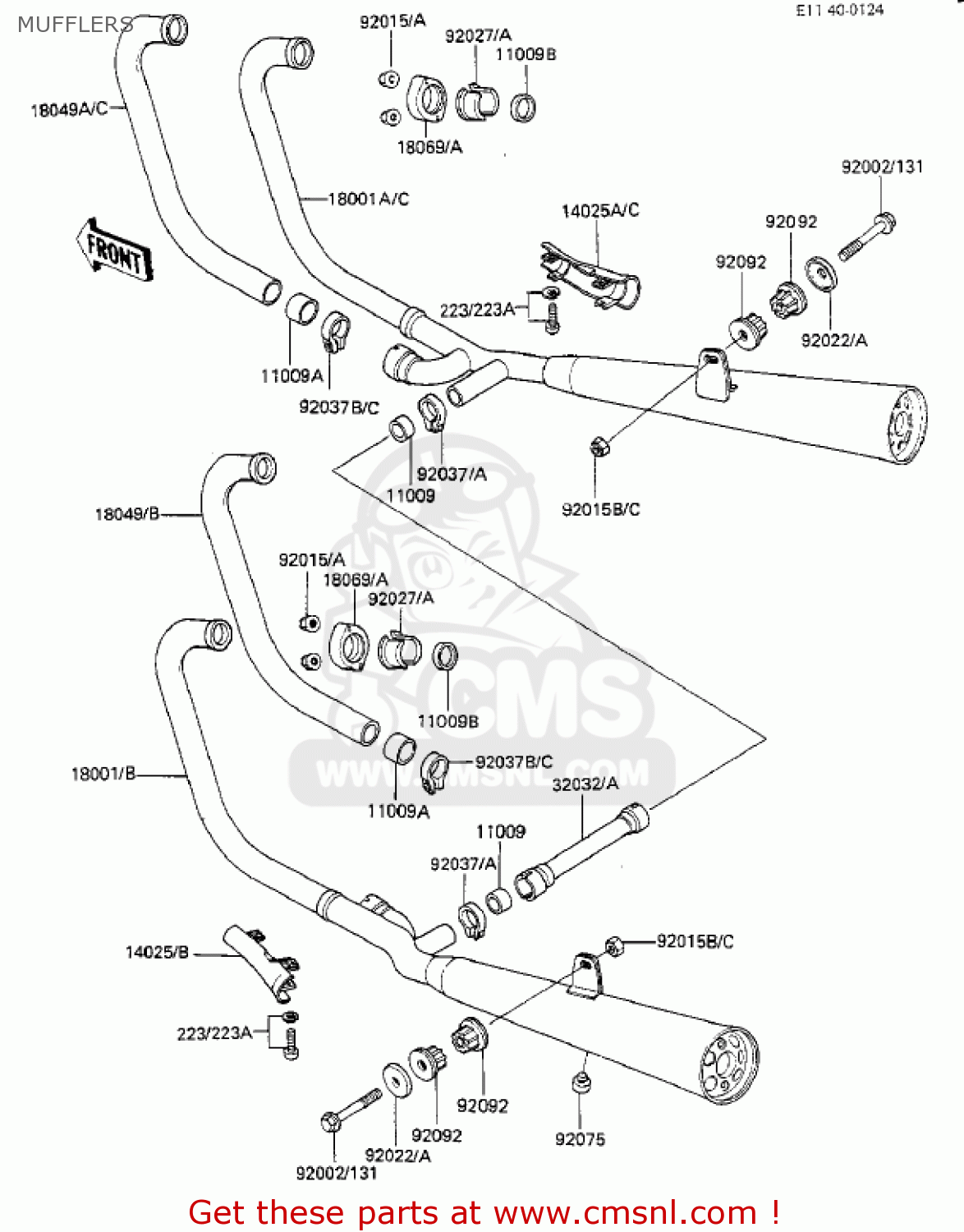 MUFFLERS KZ550F2 SHAFT 1984 USA CALIFORNIA CANADA / LTD