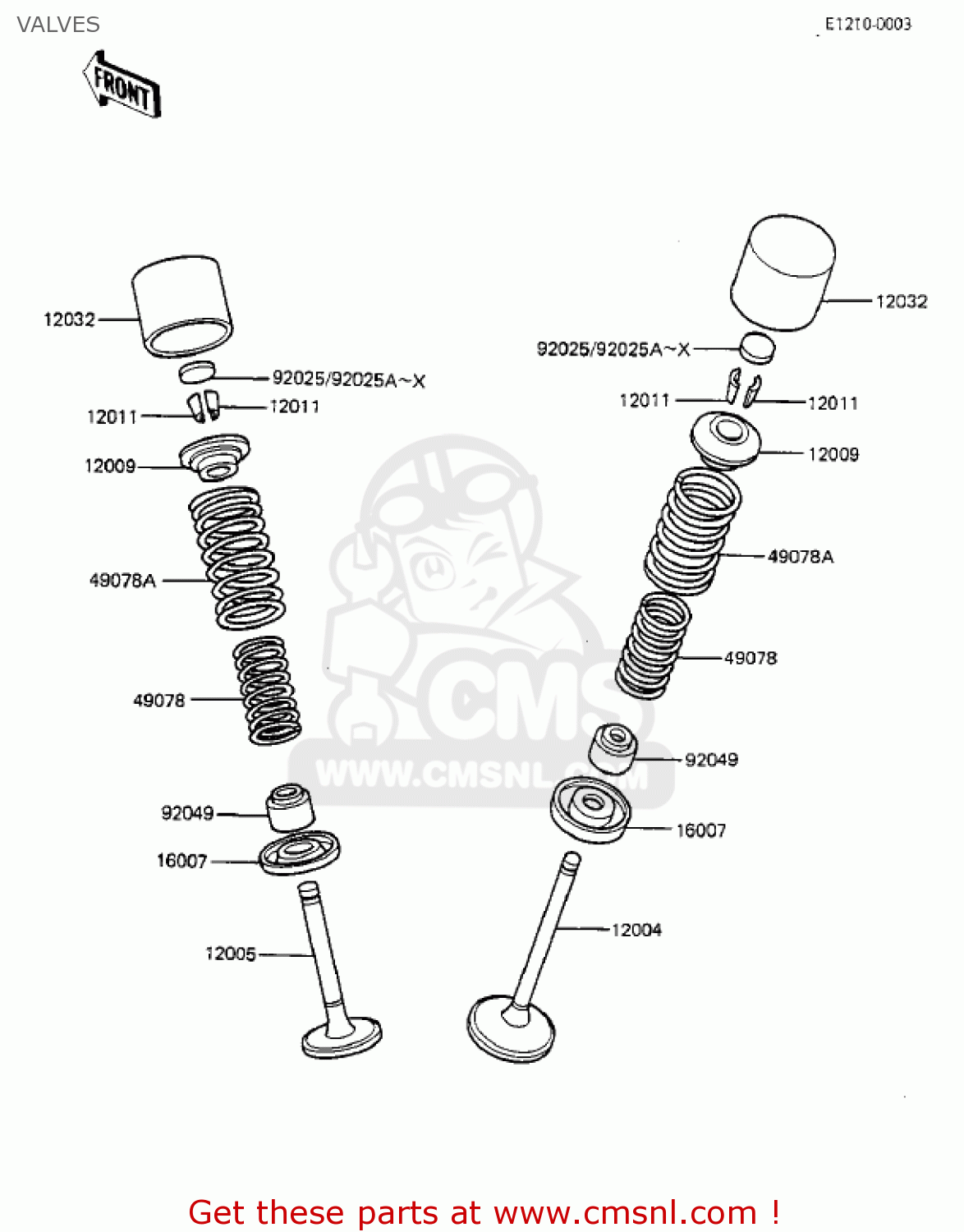 VALVES KZ550F2 SHAFT 1984 USA CALIFORNIA CANADA / LTD