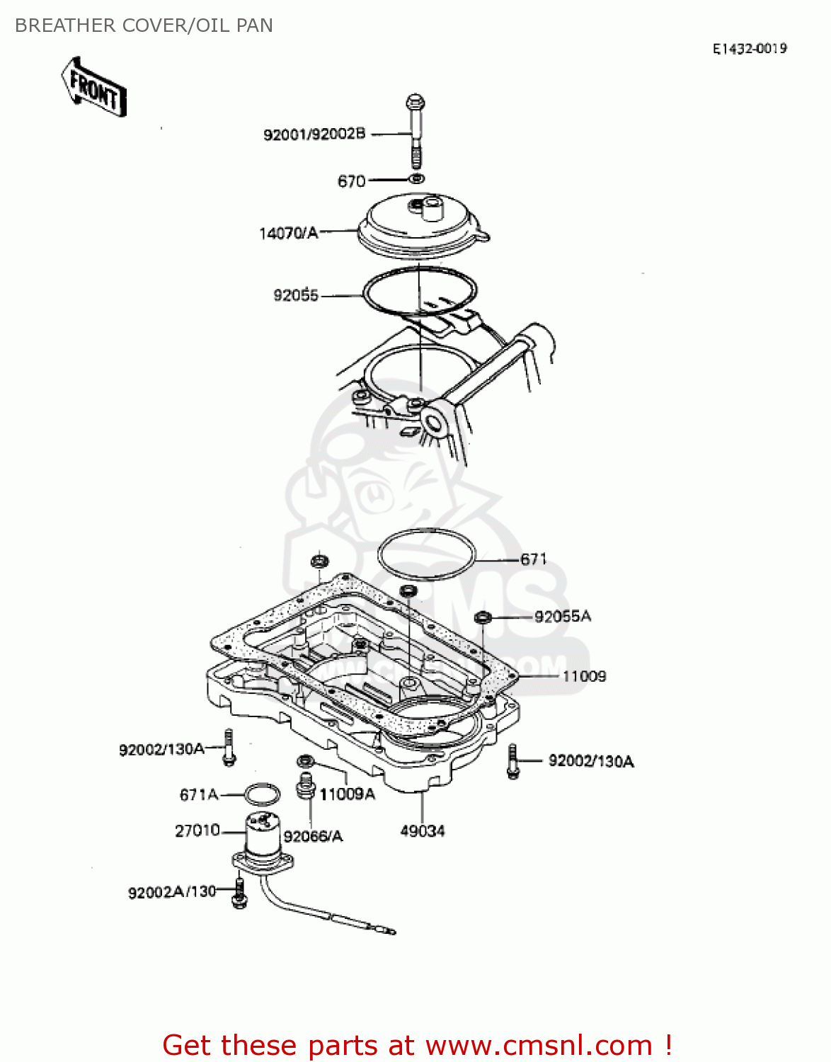 BREATHER COVER/OIL PAN KZ550F2 SHAFT 1984 USA CALIFORNIA CANADA / LTD
