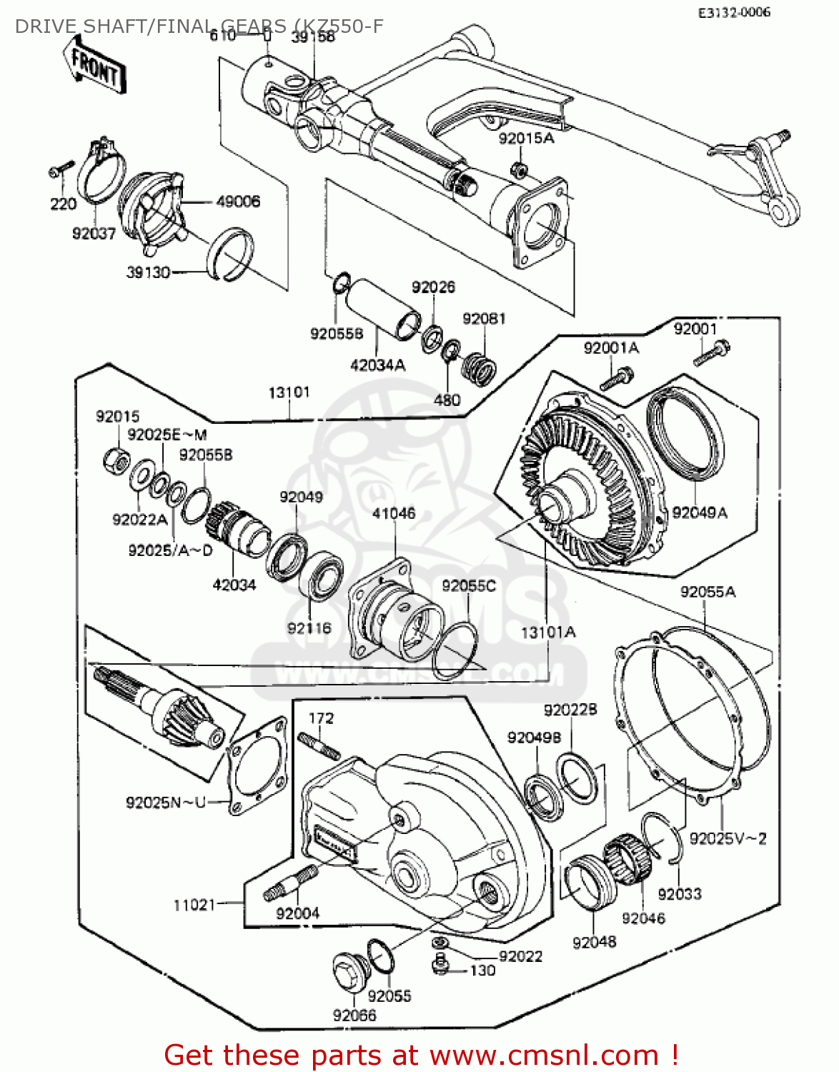 DRIVE SHAFT/FINAL GEARS (KZ550-F KZ550F2 SHAFT 1984 USA CALIFORNIA CANADA / LTD