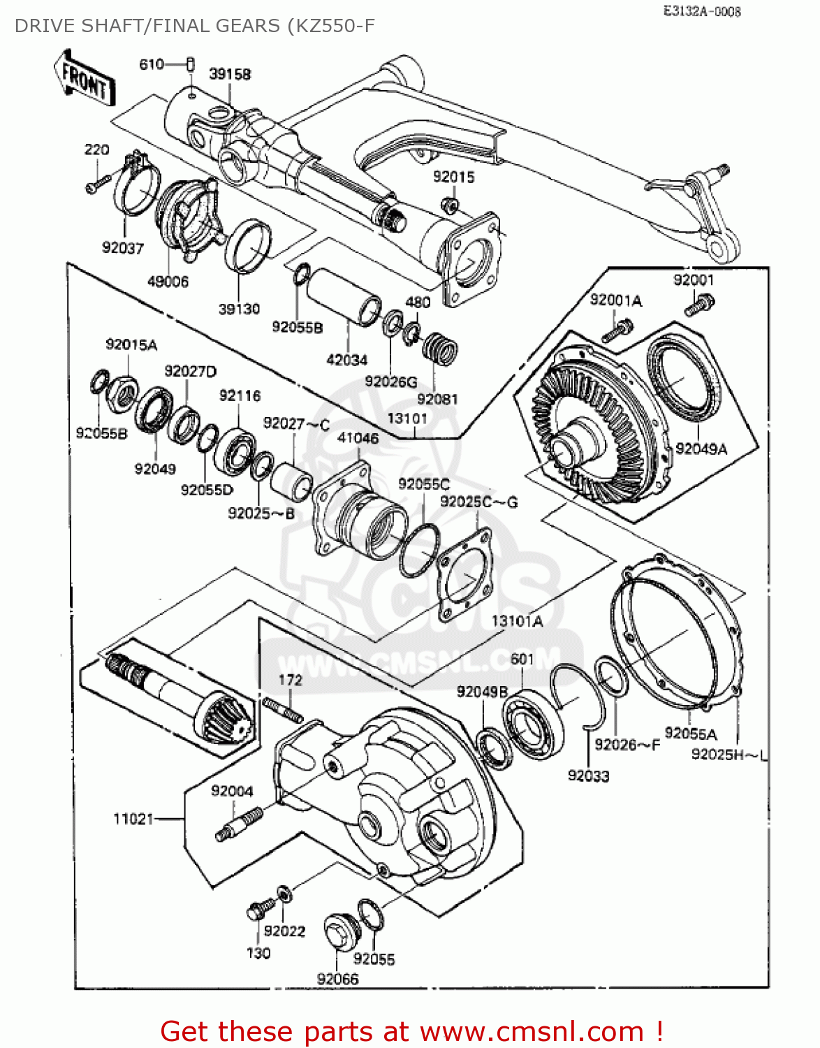 DRIVE SHAFT/FINAL GEARS (KZ550-F KZ550F2 SHAFT 1984 USA CALIFORNIA CANADA / LTD