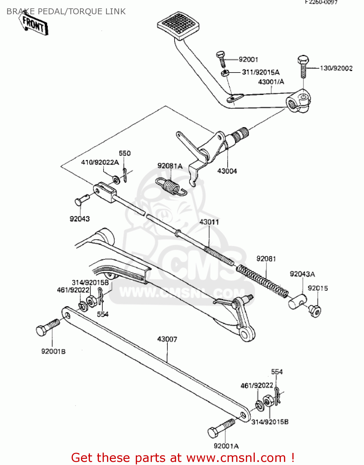 BRAKE PEDAL/TORQUE LINK KZ550F2 SHAFT 1984 USA CALIFORNIA CANADA / LTD