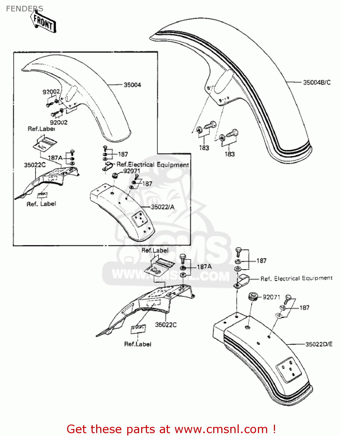 FENDERS KZ550F2 SHAFT 1984 USA CALIFORNIA CANADA / LTD